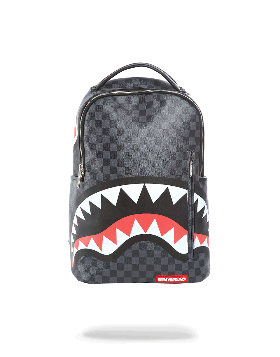 Sprayground Black Silver Shark In Paris Backpack Laptop Books Bag School  Limited