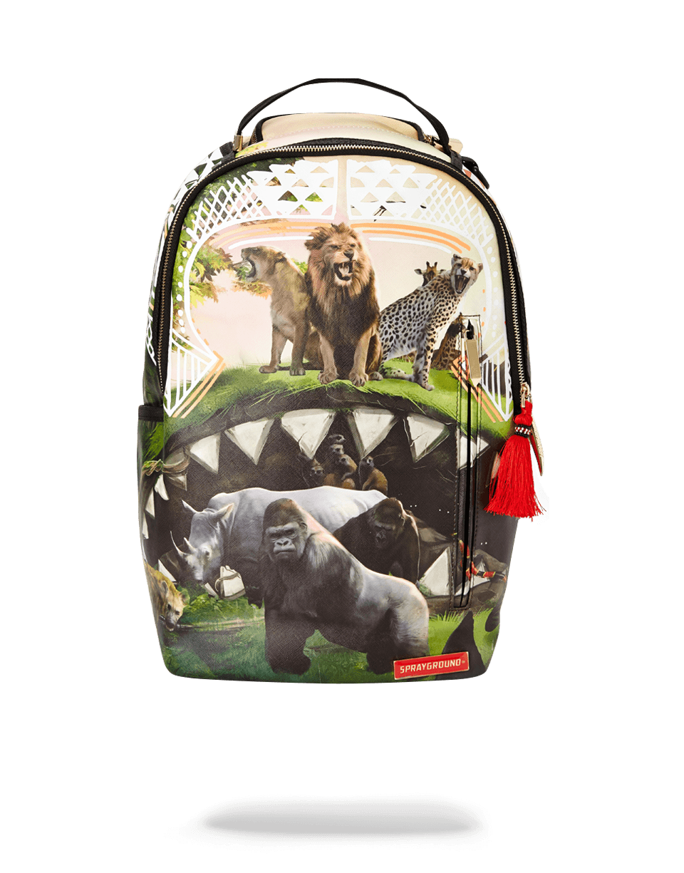 SPRAYGROUND: Shark backpack in vegan leather and camouflage canvas