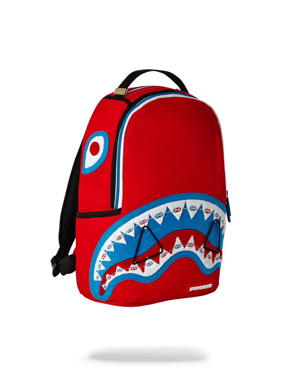 Sprayground Red Knit Shark Backpack, Red W/Blk