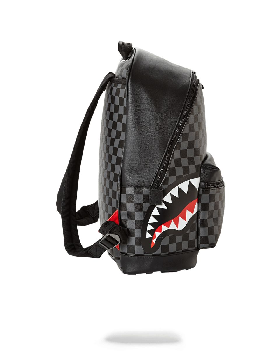 Sprayground Black Checkered Shark In Paris Backpack for Men