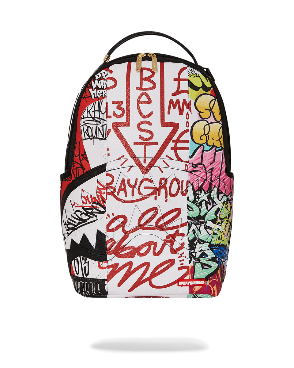 Sprayground Kid 3D Graffiti Faux-Leather Backpack - Brown