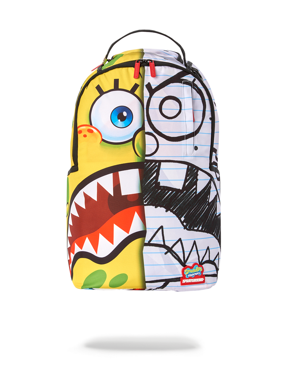 Sprayground SpongeBob Shark White Backpack SPONGEDOODLEBOB EAT UR FRIENDS  RARE