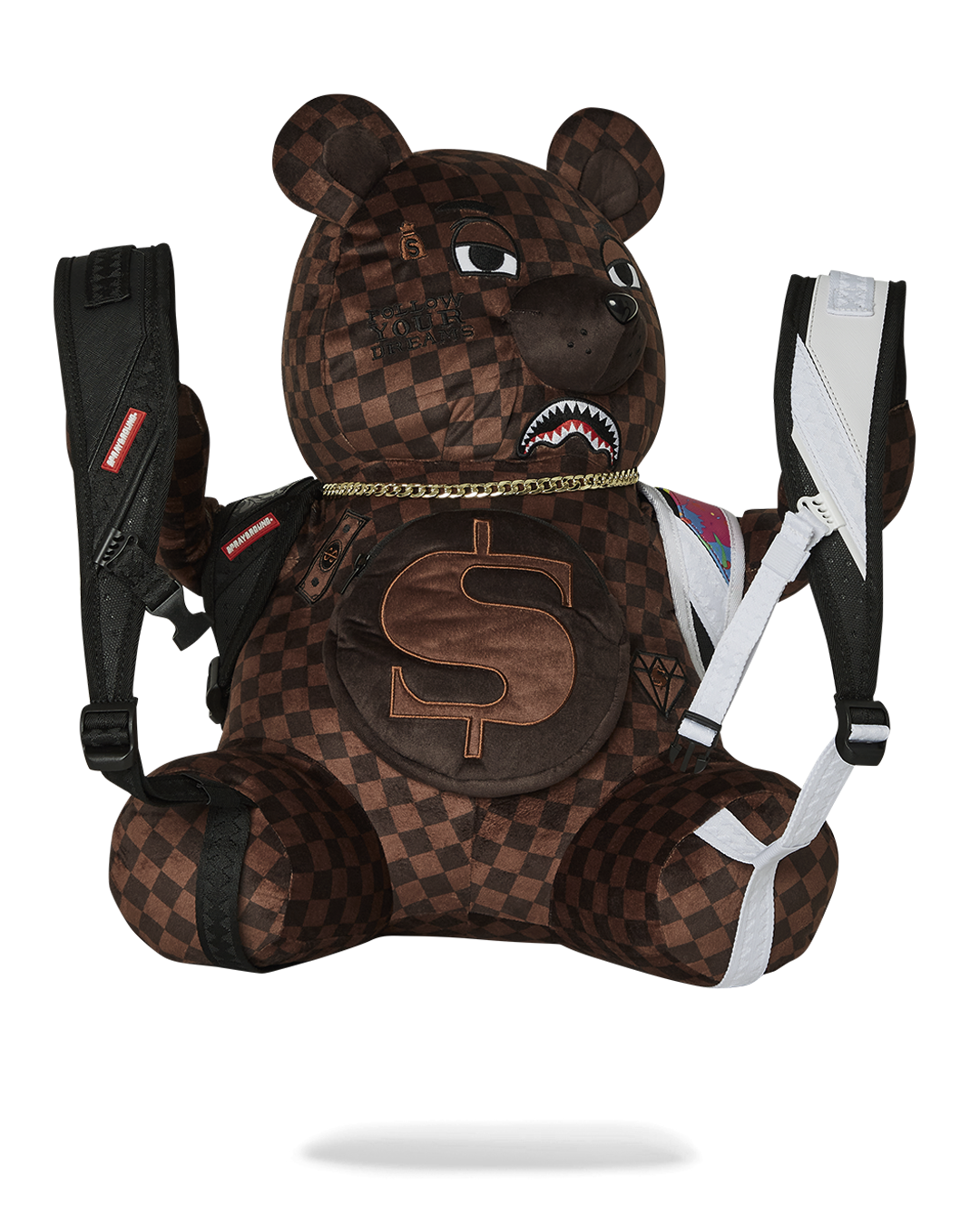 SPRAYGROUND® BACKPACK BEAR WEARING BACKPACK AS A BACKPACK