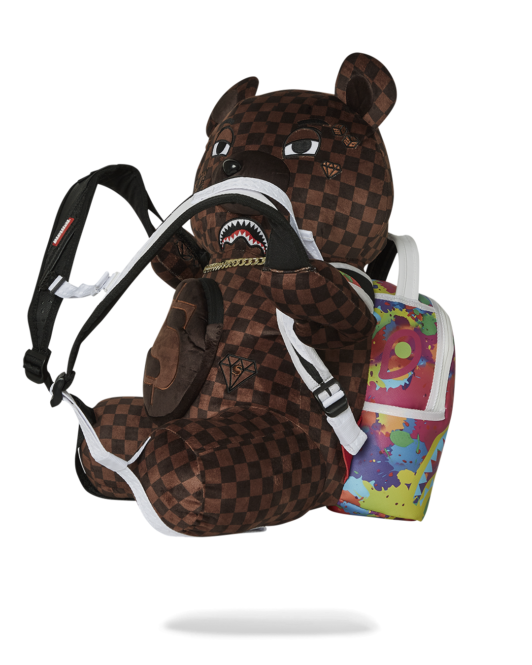 SPRAYGROUND® BACKPACK BEAR WEARING BACKPACK AS A BACKPACK