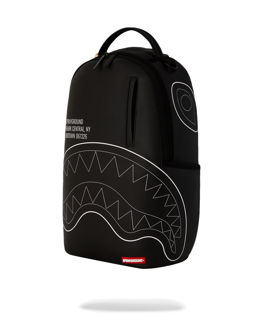 SPRAYGROUND® BACKPACK SHARK CENTRAL BLACK OUTLINE DLXSV BACKPACK