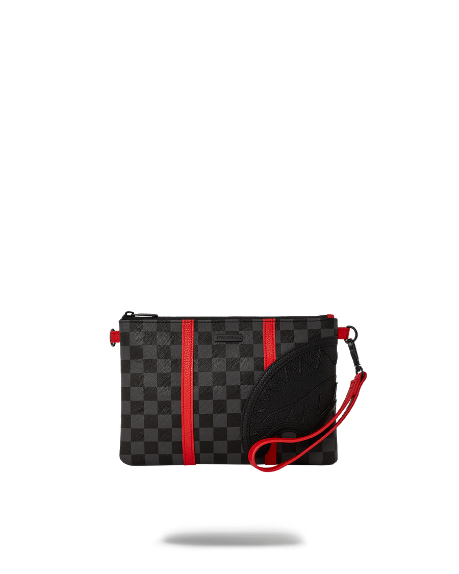 SPRAYGROUND® POUCHETTE MONACO SHARK CLUB CROSSOVER CLUTCH W/ SHOULDER STRAP