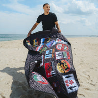 GLOBAL MOGUL LOST TICKET PACKABLE BEACH MAT BLANKET WATER RESISTANT CONVERTIBLE TOTE