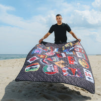 SPRAYGROUND® TOTE GLOBAL MOGUL UNLIMITED MILES PACKABLE BEACH MAT BLANKET WATER RESISTANT CONVERTIBLE TOTE