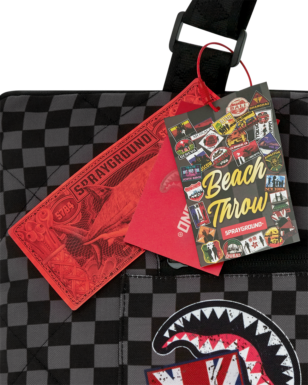 SPRAYGROUND® TOTE GLOBAL MOGUL UNLIMITED MILES PACKABLE BEACH MAT BLANKET WATER RESISTANT CONVERTIBLE TOTE