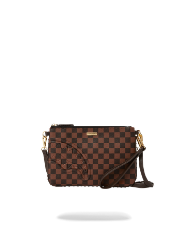 SPRAYGROUND® POUCHETTE CORE EMBOSSED CHECK CROSSOVER CLUTCH