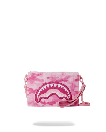 SPRAYGROUND® POUCHETTE PINK CAMO FAUX FUR CROSSOVER CLUTCH