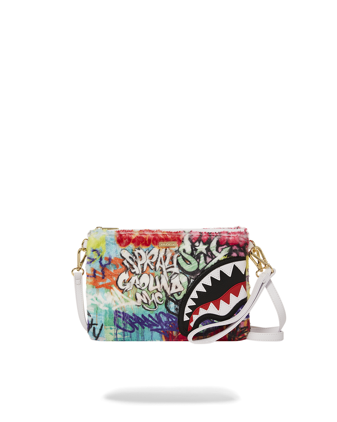 SPRAYGROUND® POUCHETTE GRAFFITI FAUX FUR CROSSOVER CLUTCH