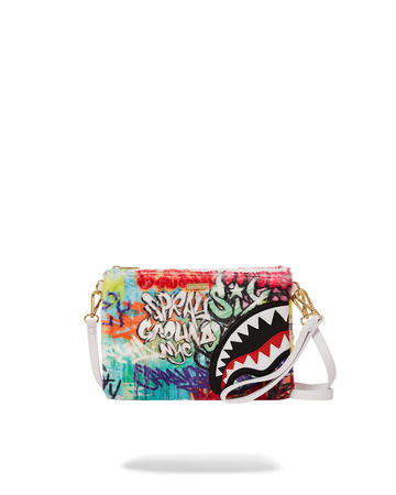 SPRAYGROUND® POUCHETTE GRAFFITI FAUX FUR CROSSOVER CLUTCH