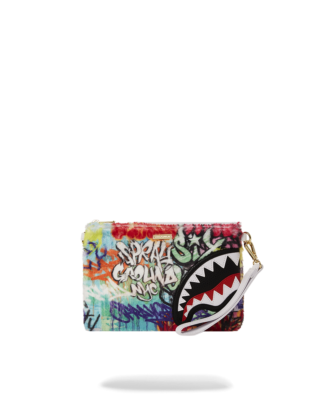 SPRAYGROUND® POUCHETTE GRAFFITI FAUX FUR CROSSOVER CLUTCH