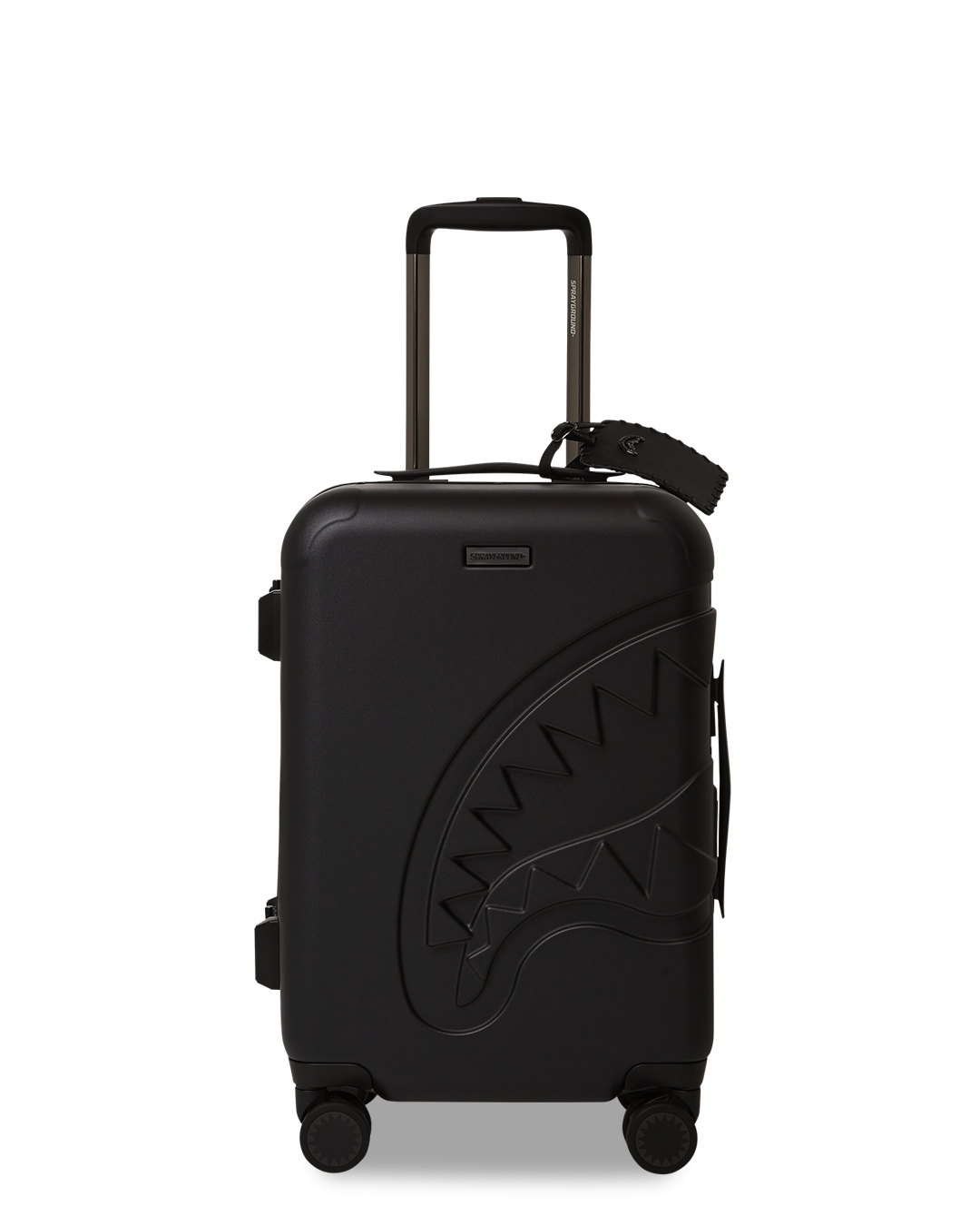 SPRAYGROUND® LUGGAGE REALITY CHECK SHARKNAUTICS HARDSHELL CARRY-ON JETBLACK LUGGAGE (GUNMETAL HARDWARE)