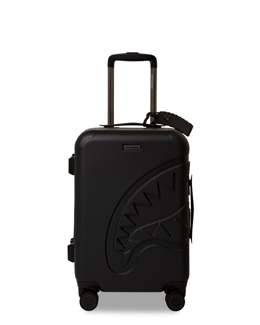 SPRAYGROUND® LUGGAGE REALITY CHECK SHARKNAUTICS HARDSHELL CARRY-ON JETBLACK LUGGAGE (GUNMETAL HARDWARE)