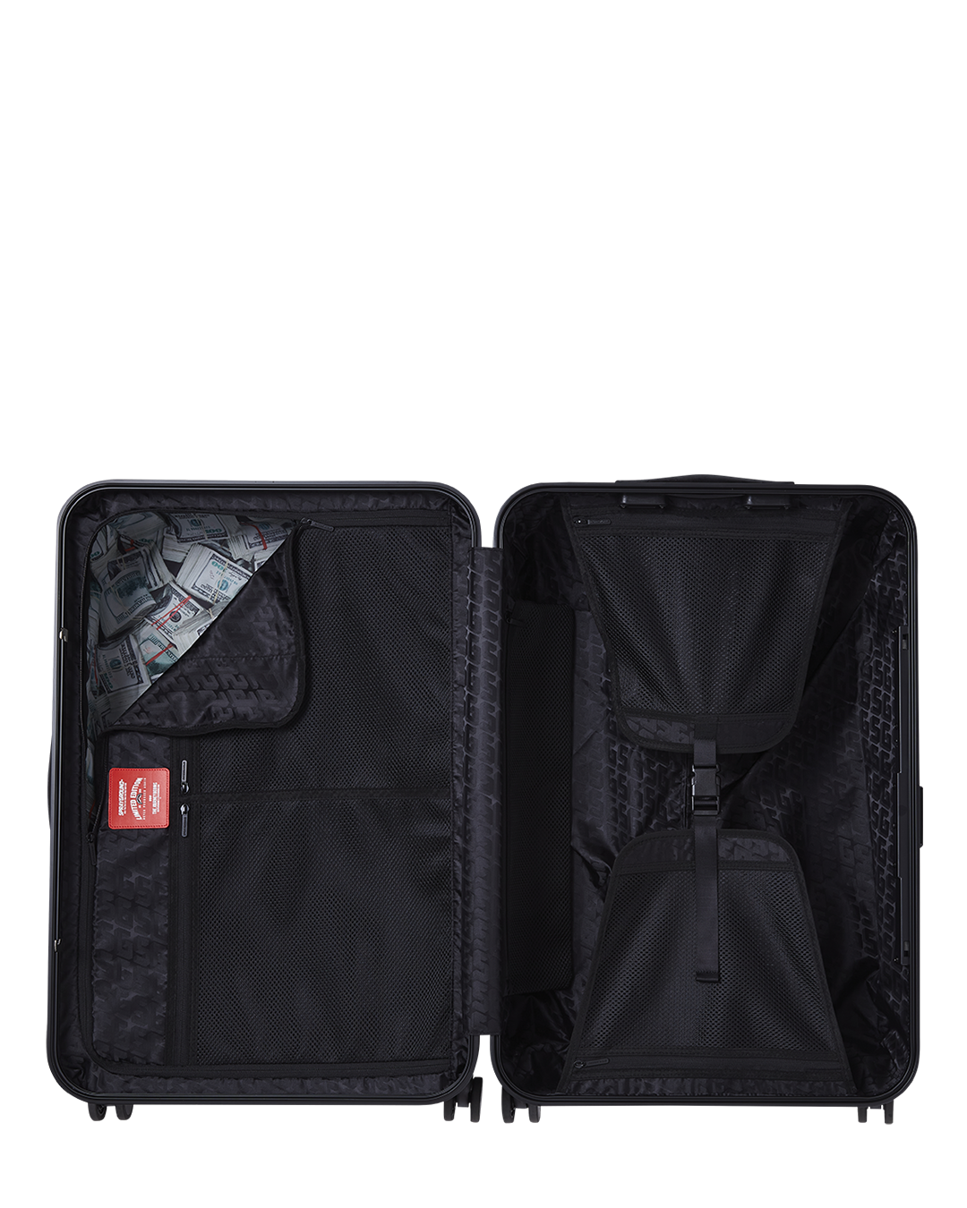 SPRAYGROUND® LUGGAGE REALITY CHECK SHARKNAUTICS HARDSHELL FULL-SIZE JETBLACK LUGGAGE (GUNMETAL HARDWARE)