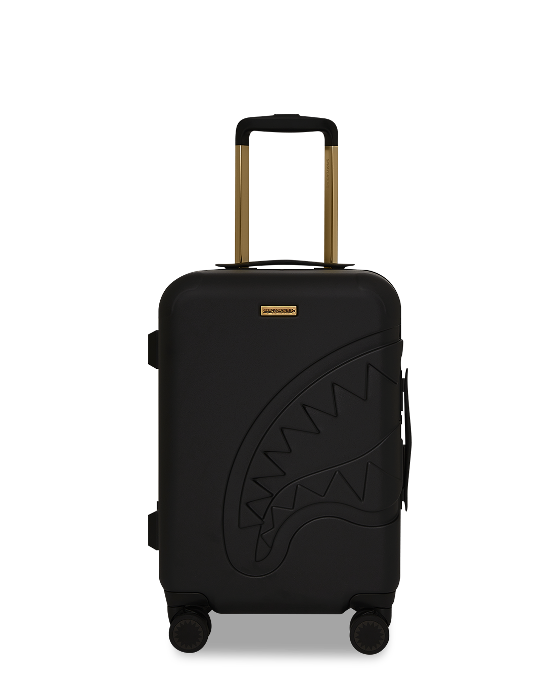 SPRAYGROUND® LUGGAGE REALITY CHECK SHARKNAUTICS HARDSHELL CARRY-ON JETBLACK LUGGAGE (GOLD HARDWARE)