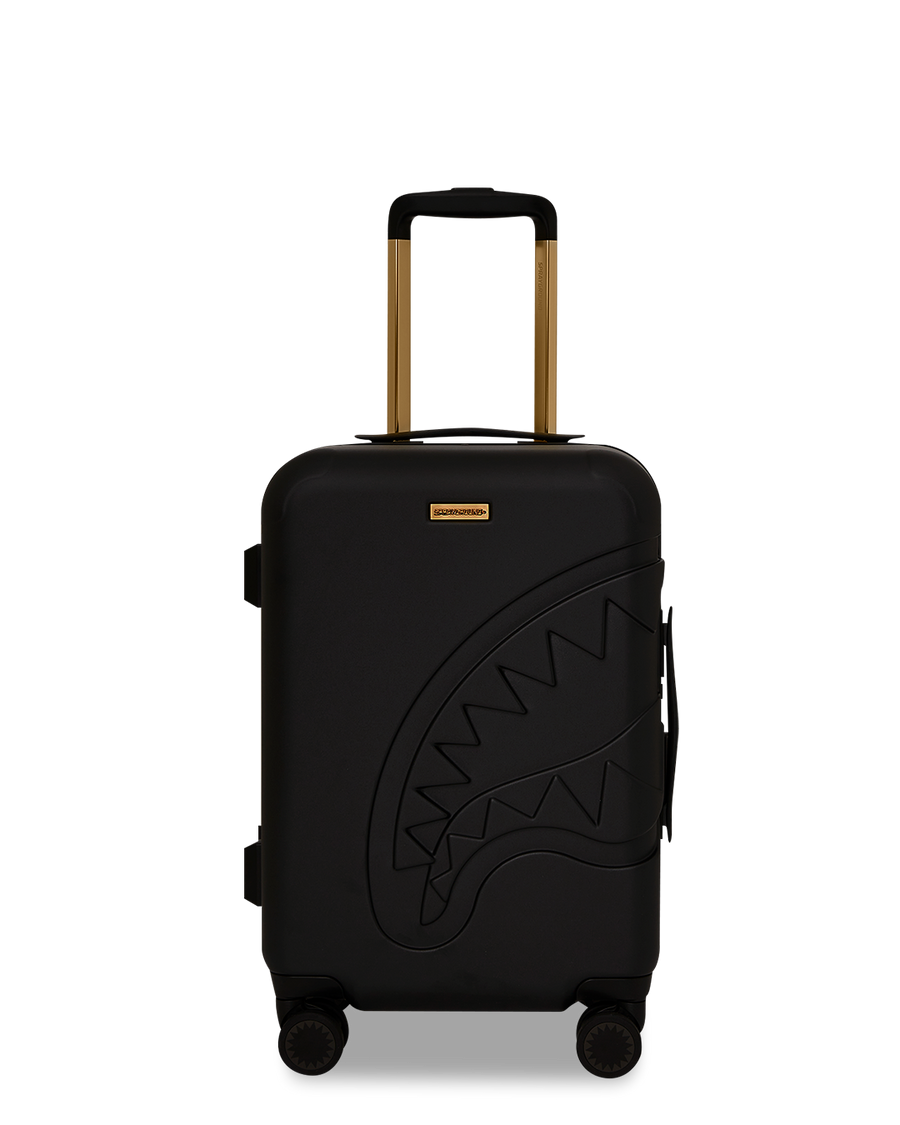 SPRAYGROUND® LUGGAGE REALITY CHECK SHARKNAUTICS HARDSHELL CARRY-ON JETBLACK LUGGAGE (GOLD HARDWARE)