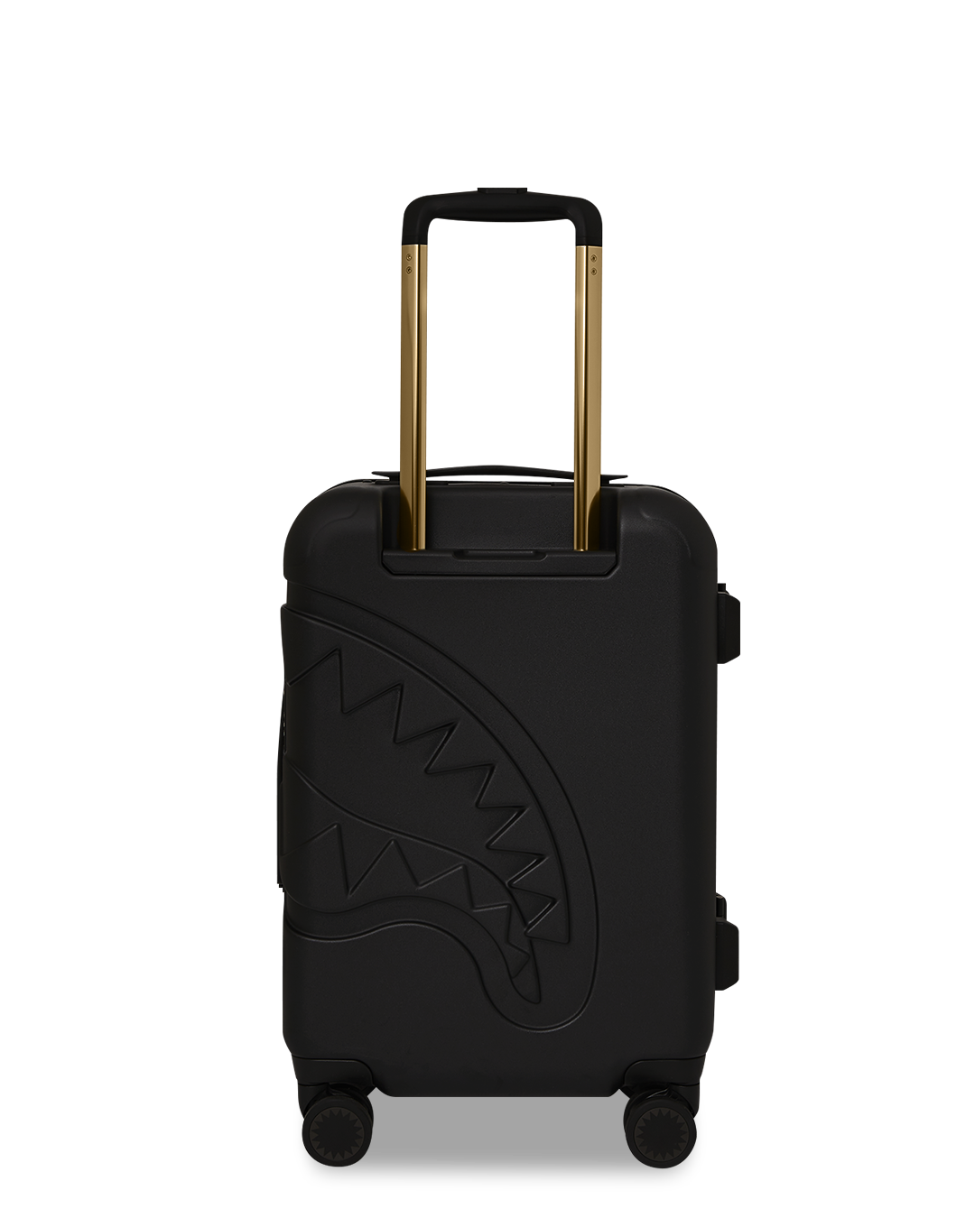 SPRAYGROUND® LUGGAGE REALITY CHECK SHARKNAUTICS HARDSHELL CARRY-ON JETBLACK LUGGAGE (GOLD HARDWARE)