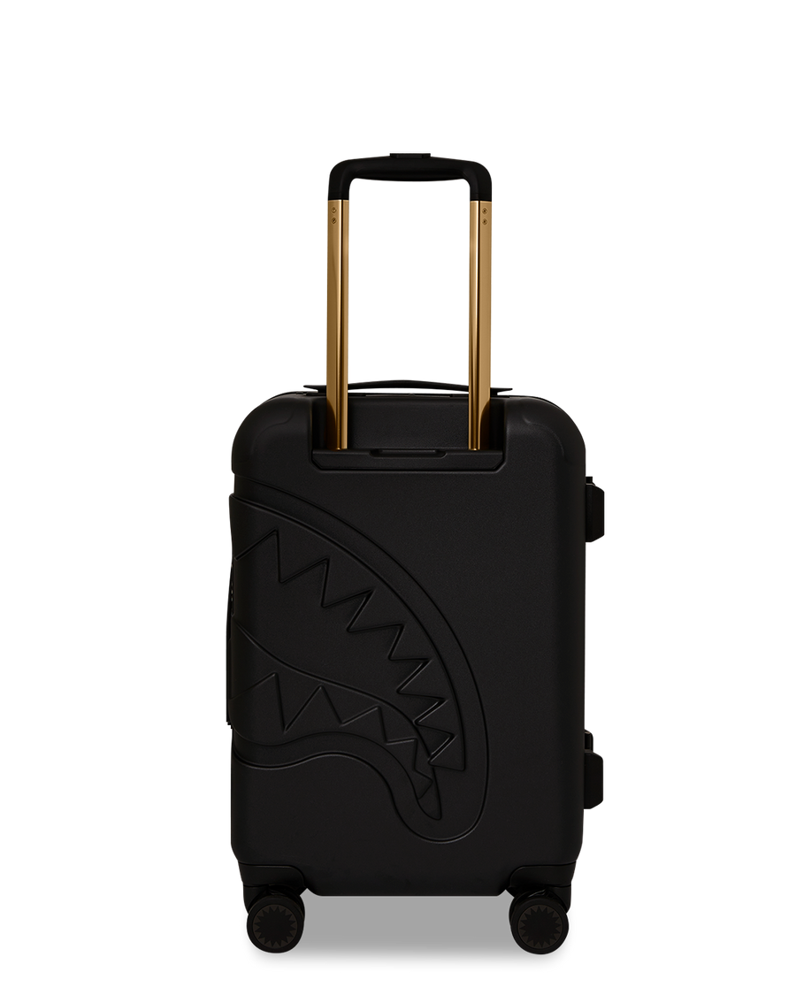 SPRAYGROUND® LUGGAGE REALITY CHECK SHARKNAUTICS HARDSHELL CARRY-ON JETBLACK LUGGAGE (GOLD HARDWARE)