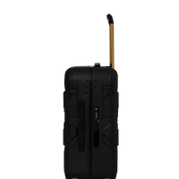 SPRAYGROUND® LUGGAGE REALITY CHECK SHARKNAUTICS HARDSHELL CARRY-ON JETBLACK LUGGAGE (GOLD HARDWARE)