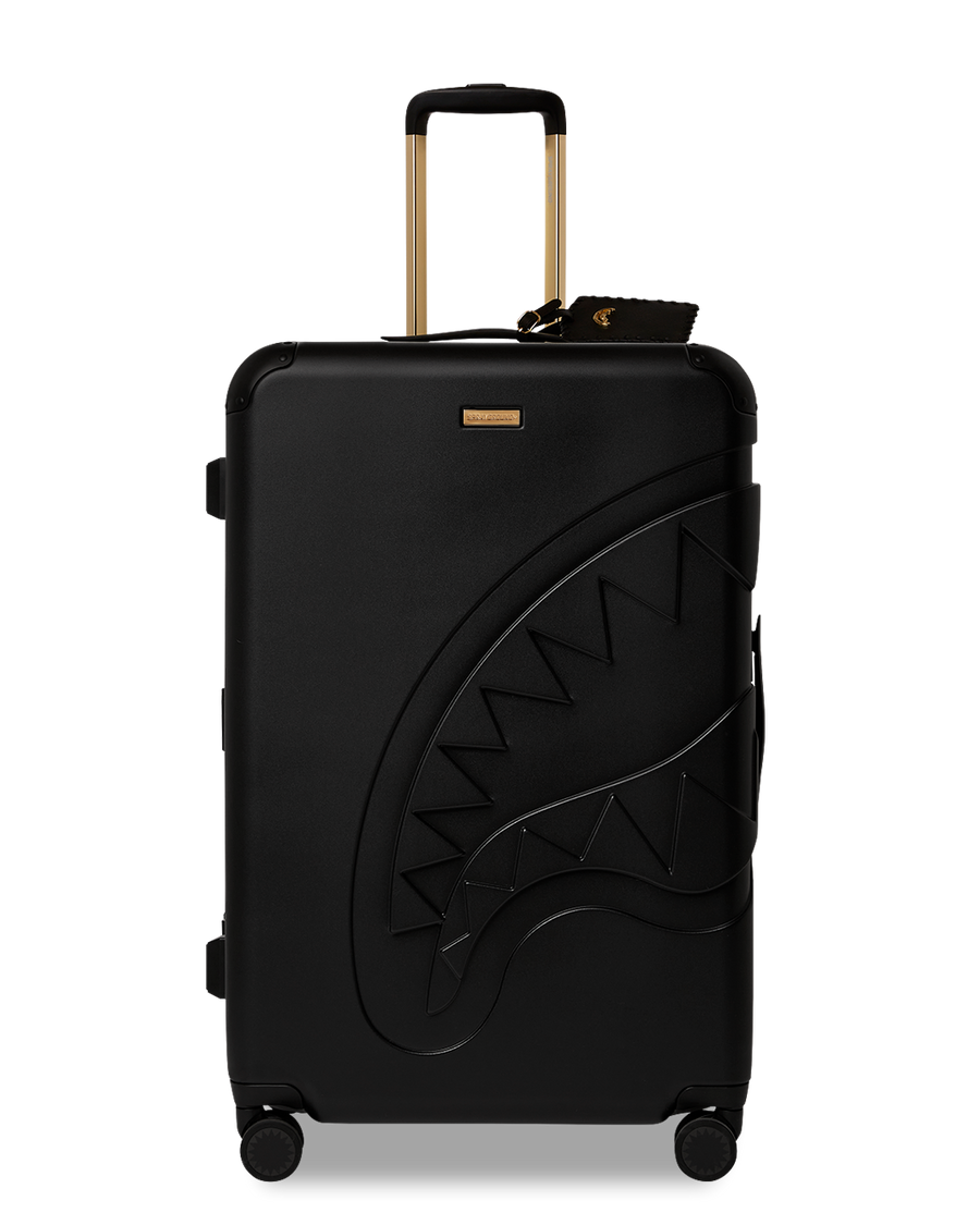 SPRAYGROUND® LUGGAGE REALITY CHECK SHARKNAUTICS HARDSHELL FULL-SIZE JETBLACK LUGGAGE (GOLD HARDWARE)