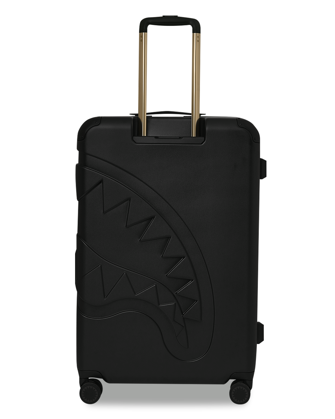 SPRAYGROUND® LUGGAGE REALITY CHECK SHARKNAUTICS HARDSHELL FULL-SIZE JETBLACK LUGGAGE (GOLD HARDWARE)