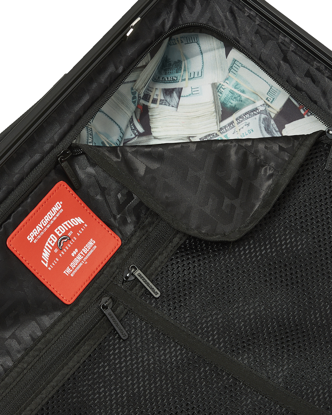 SPRAYGROUND® LUGGAGE BILLIONS IN THE BANK HARD SHELL CARRY-ON LUGGAGE