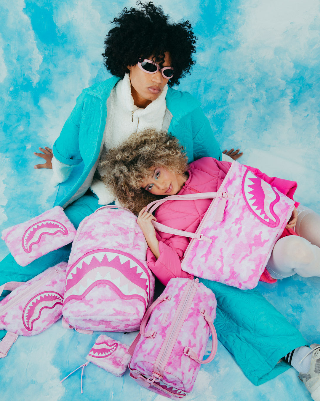 SPRAYGROUND® DUFFLE PINK CAMO FAUX MINI FUR DUFFLE