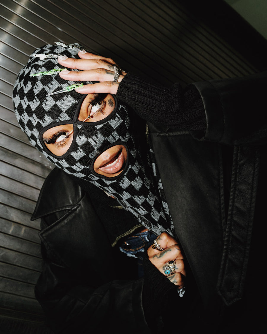 SPRAYGROUND® SKI MASK CHECKERED DRIP SKI MASK