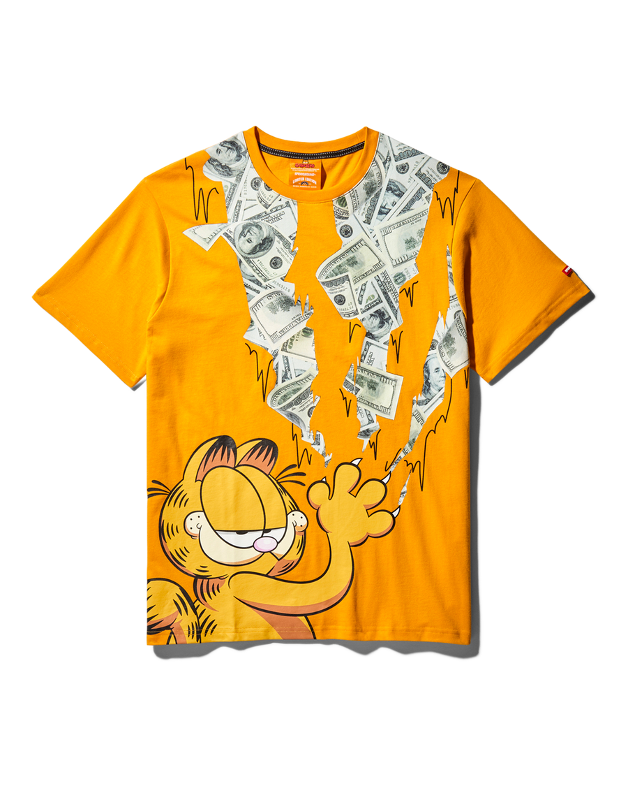 SPRAYGROUND® APPAREL GARFIELD CAT STRATCH GRAPHIC T-SHIRT (ORANGE)