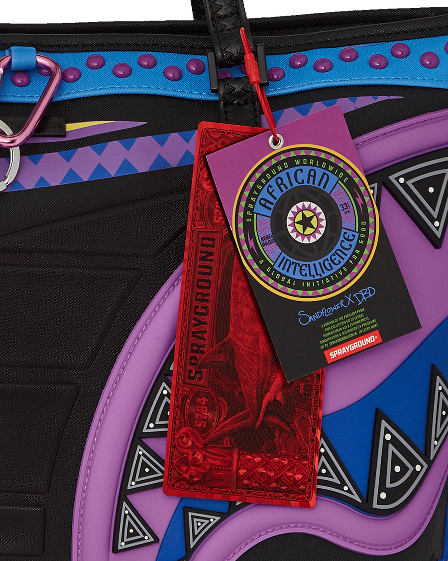 SPRAYGROUND® TOTE AFRICAN INTELLIGENCE 12 BROOKLYN & BEYOND TOTE - SANDFLOWER COLLAB