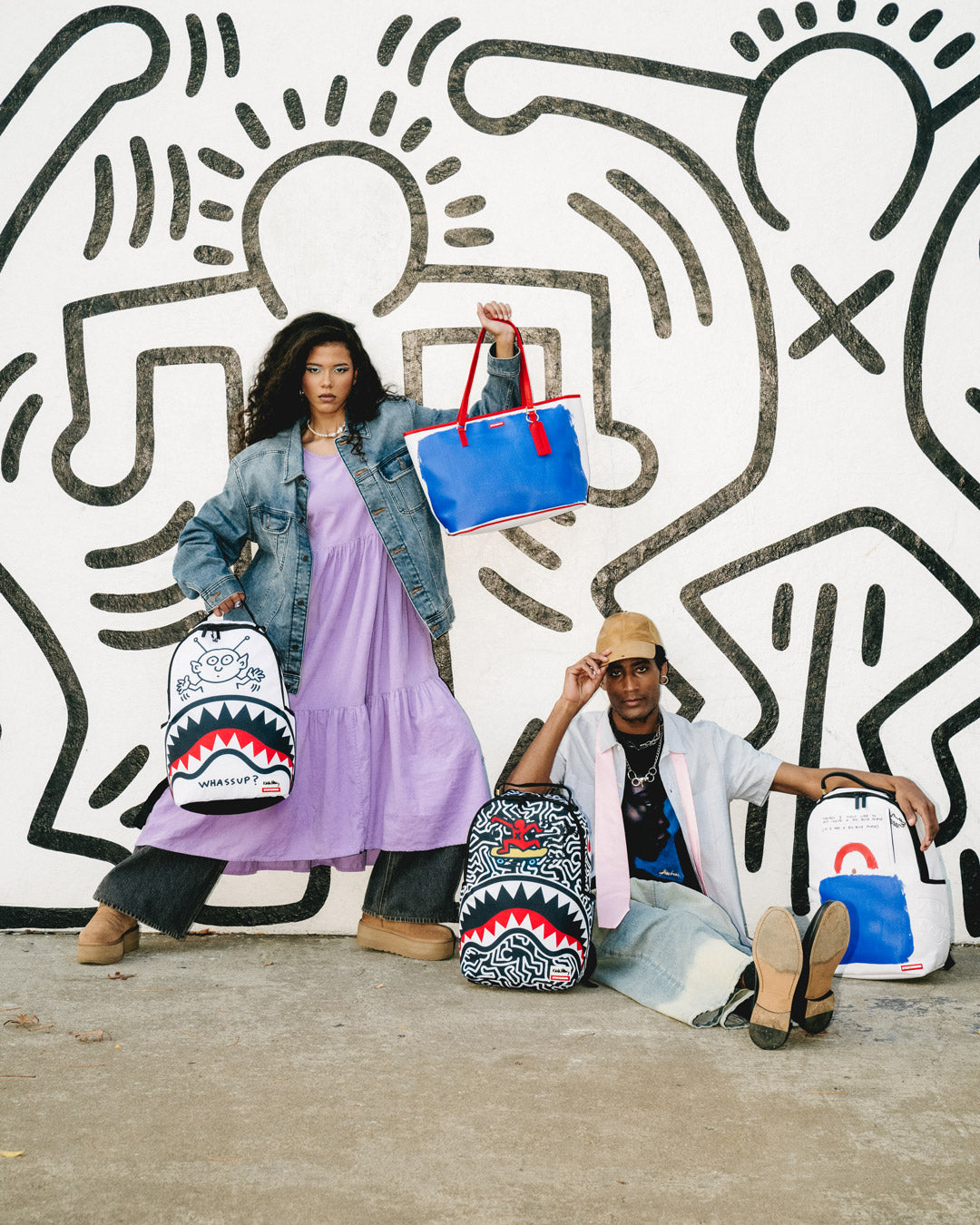 SPRAYGROUND® TOTE KEITH HARING BLUE PURSE TOTE