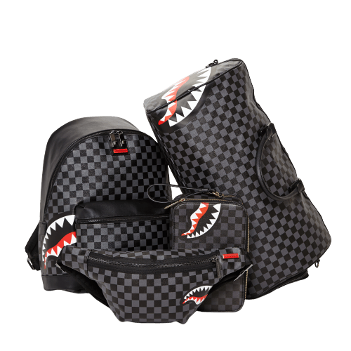 Gray Checkered Sharks In Paris Backpacks Laptop Bag/Backpack For