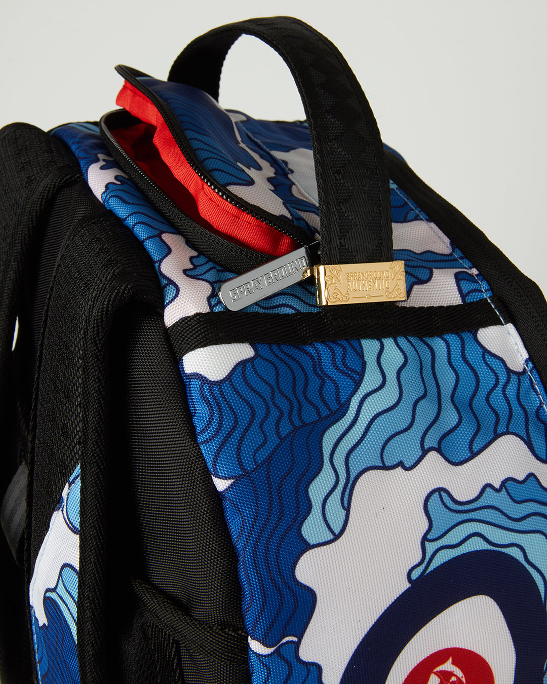 SPRAYGROUND: The Shark Wave backpack in recycled fabric with bottles -  Gnawed Blue