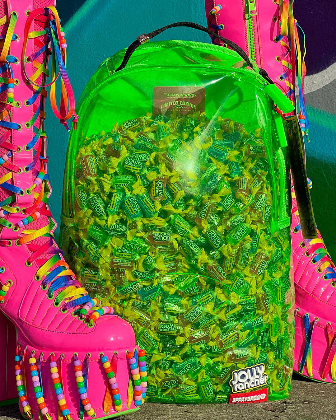 SPRAYGROUND JOLLY RANCHER Green Translucent Backpack - Limited Edition