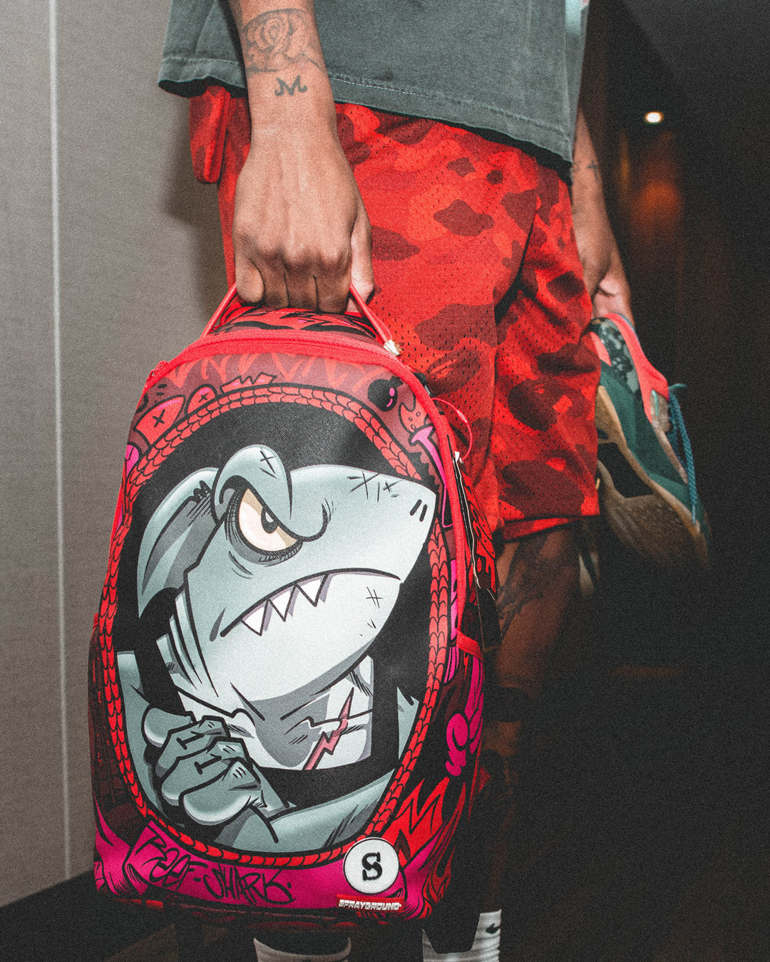 Sprayground Shark In Paris Gold Backpack Books Bag Laptop Back To School  Sharks