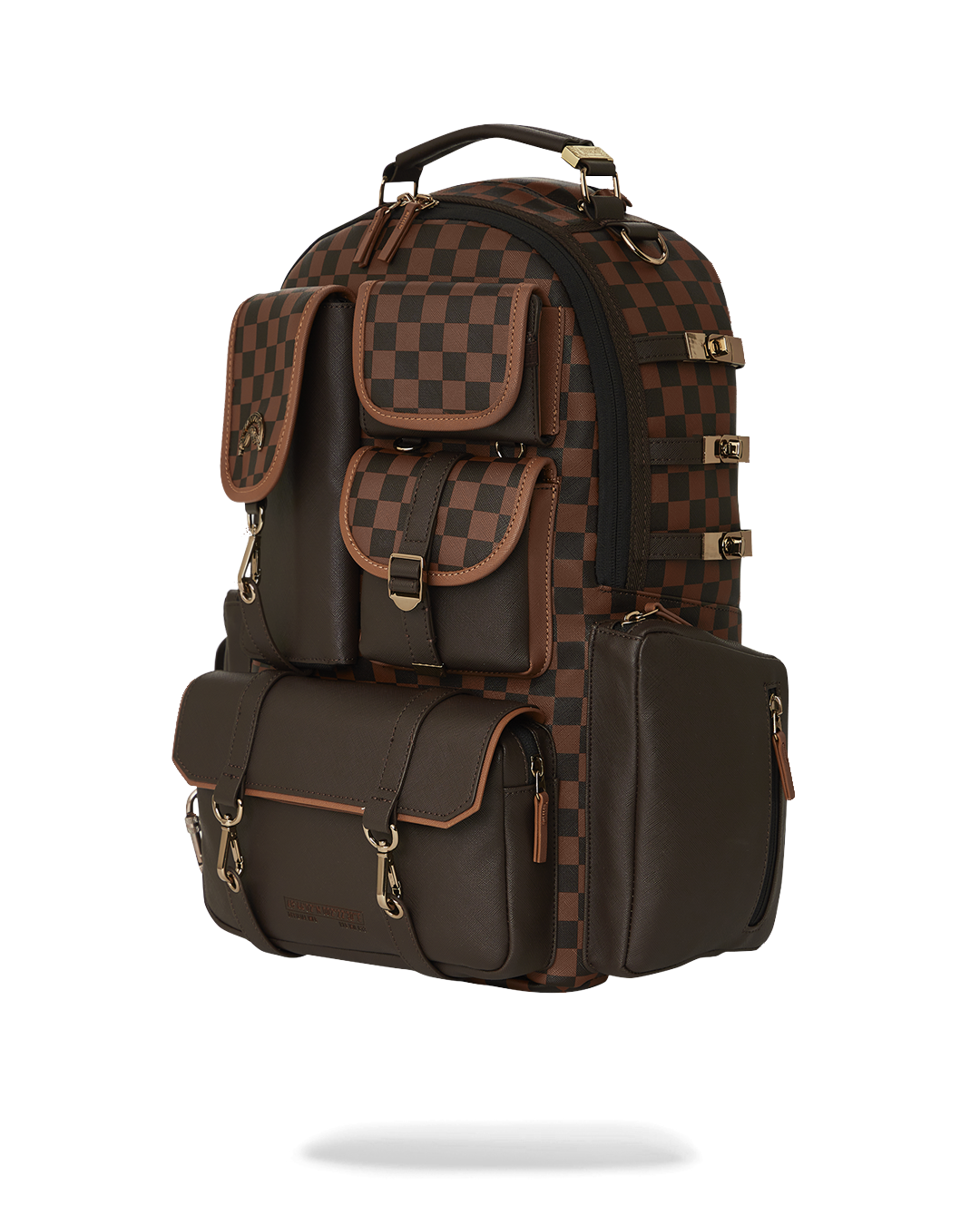 Sprayground Brown Checkered Special Ops Mens Backpack Brown Black