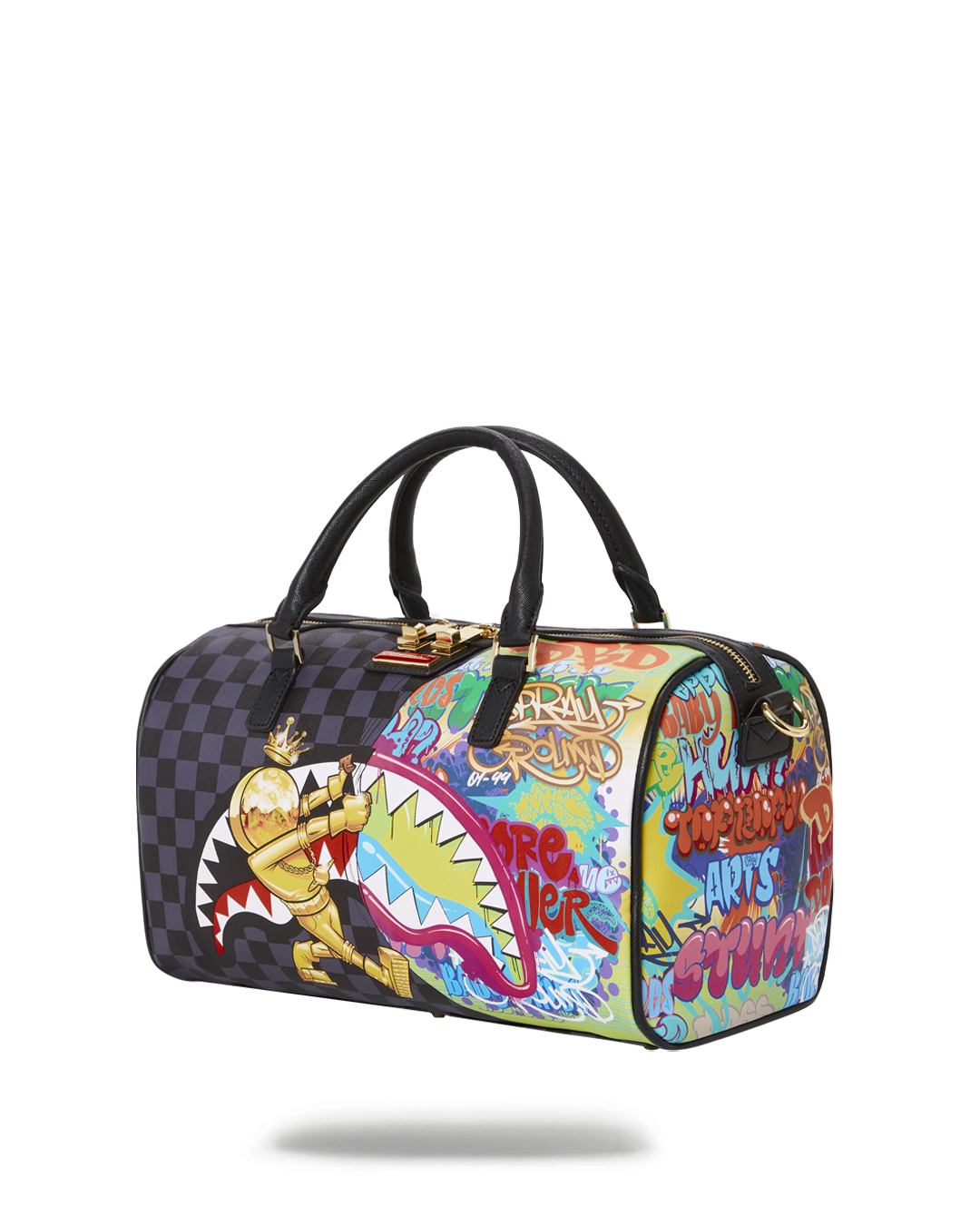 Buy Sprayground Multicolor Split Quilt Shark Mini Duffle Bag