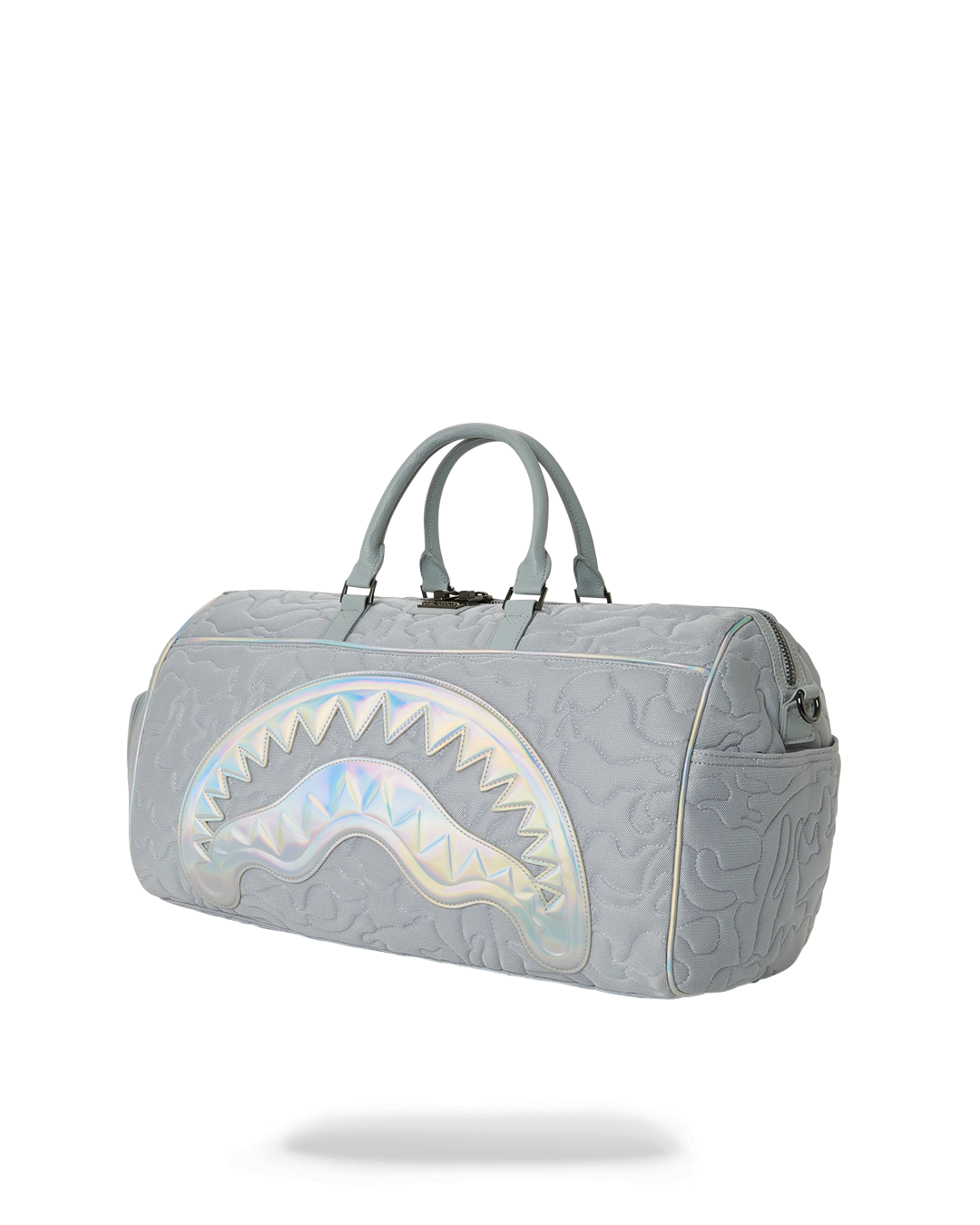Gray Sprayground Shark Duffle Bag