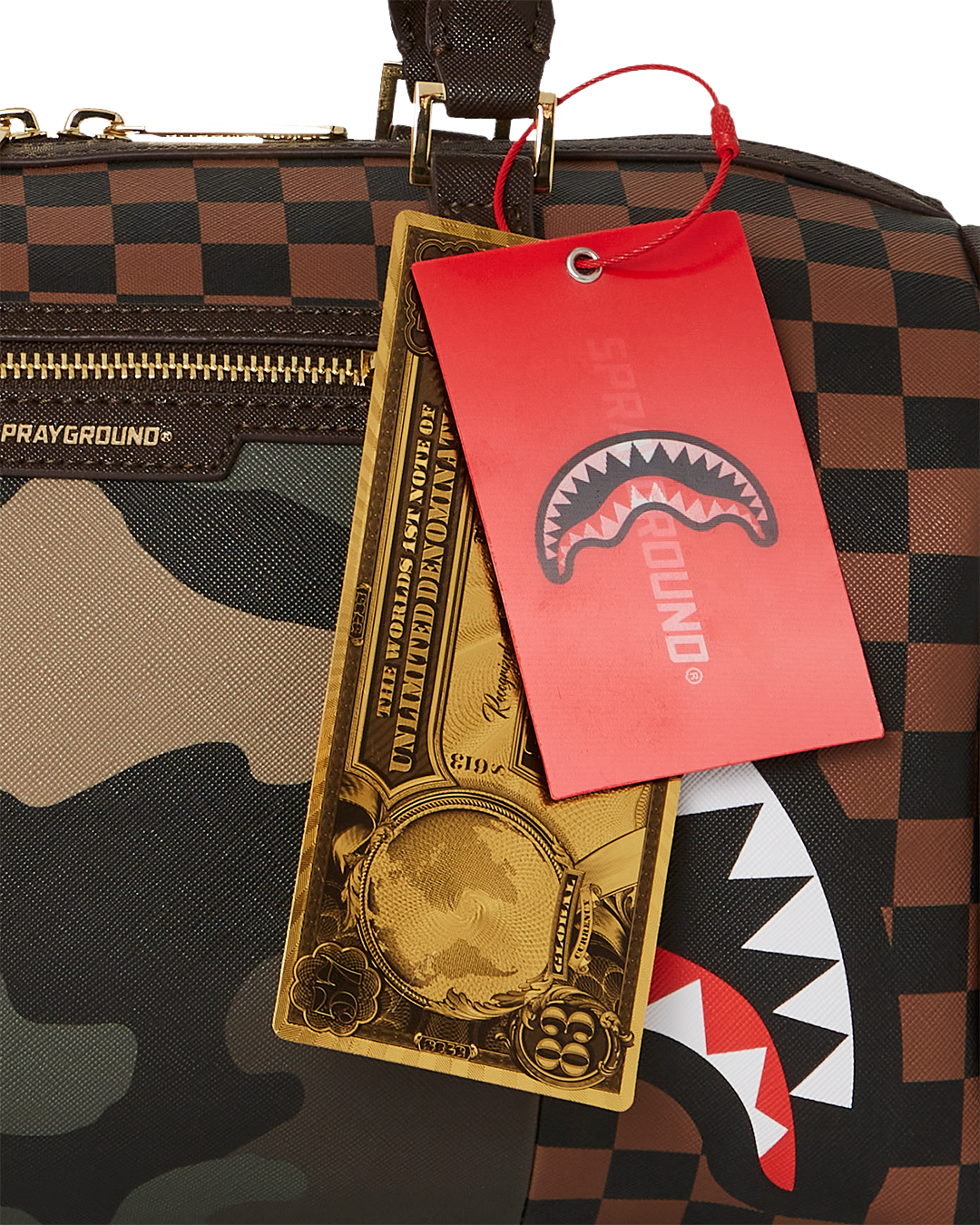 Exterior Gold Zip Pocket Sharks In Paris Sprayground Backpack