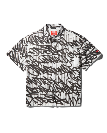 SPRAYGROUND® APPAREL GRAFFITI SHORT SLEEVE BUTTON FRONT SHIRT