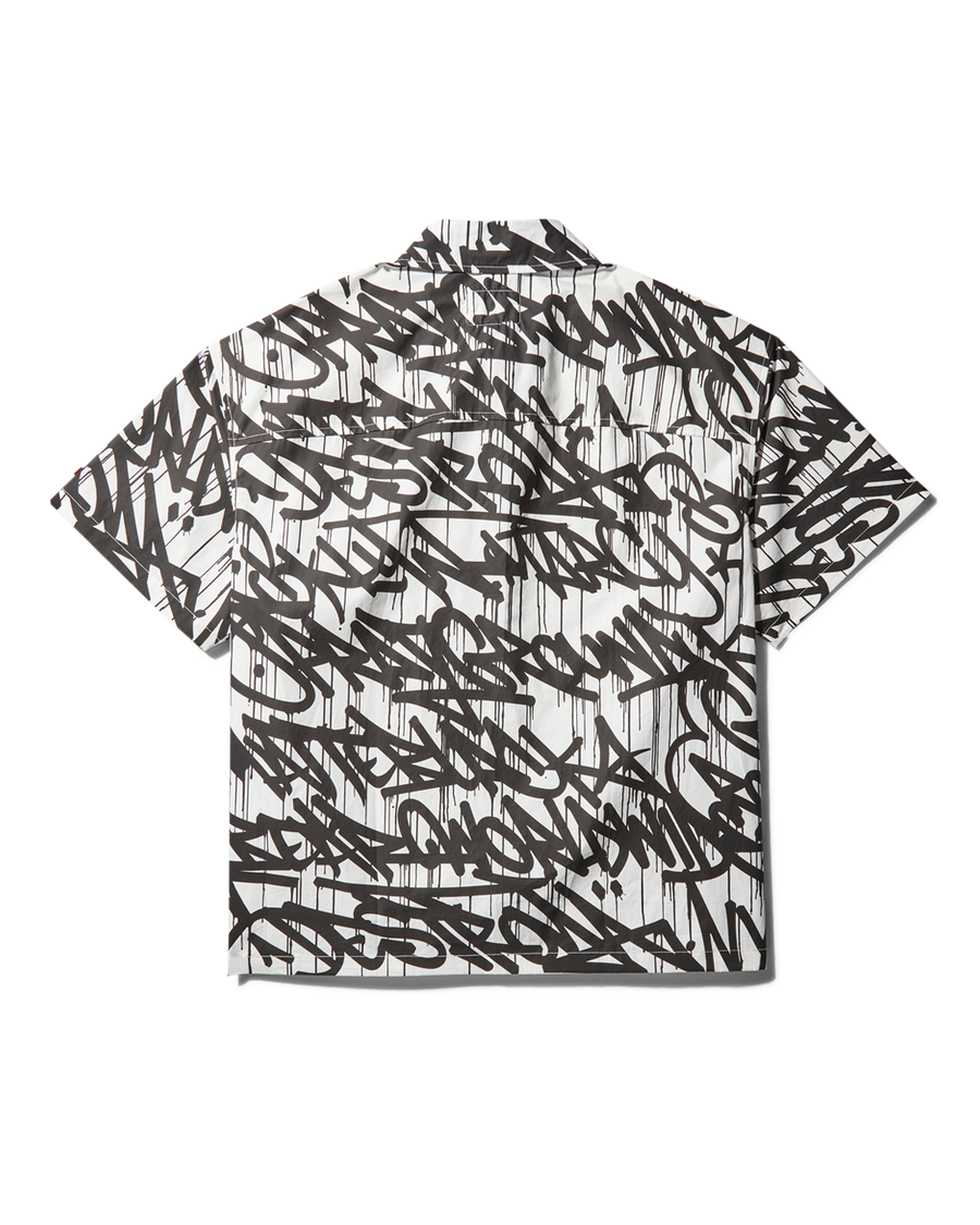 SPRAYGROUND® APPAREL GRAFFITI SHORT SLEEVE BUTTON FRONT SHIRT