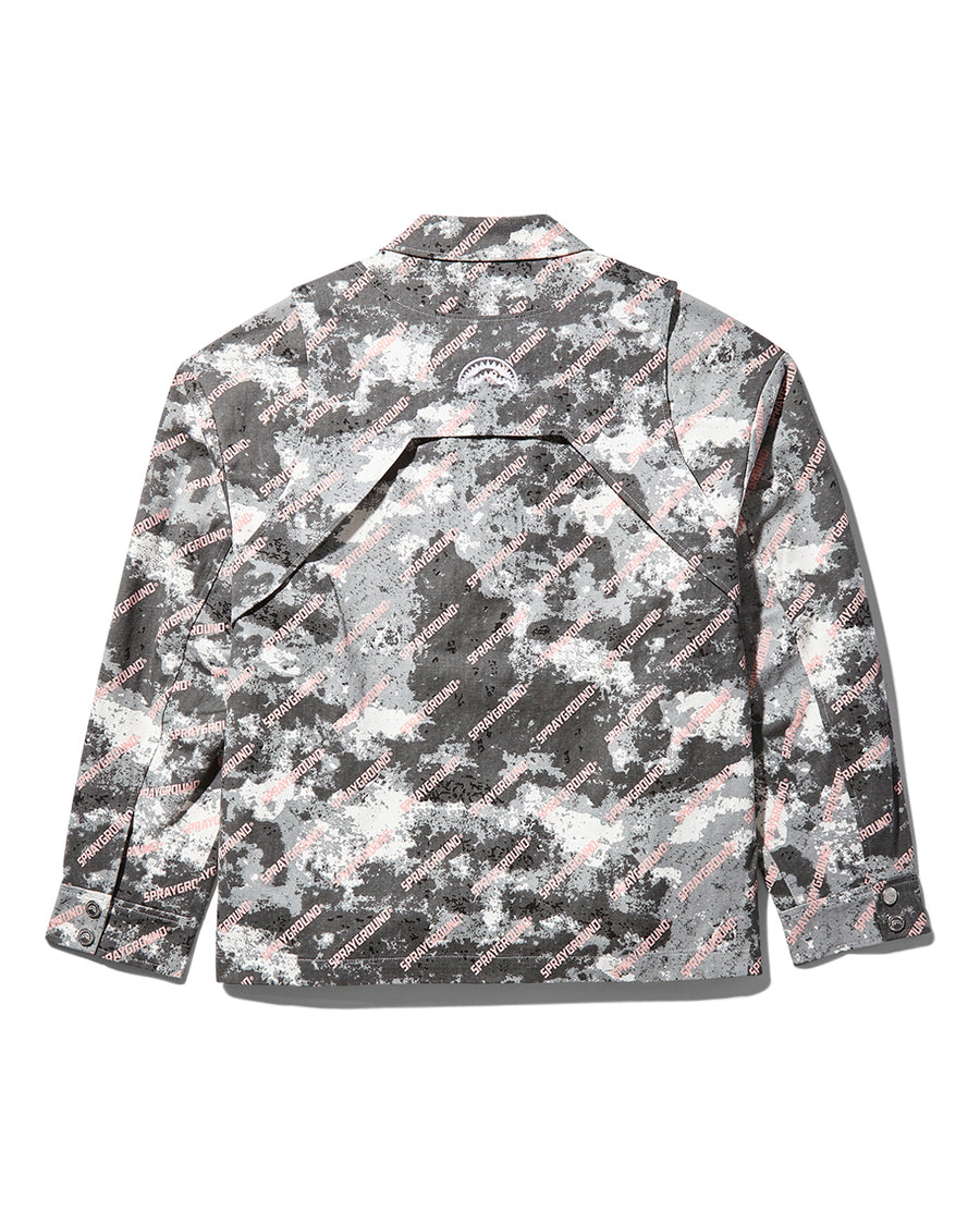 SPRAYGROUND® APPAREL DOUBLE YOKE SNAP FRONT JACKET (GREY)