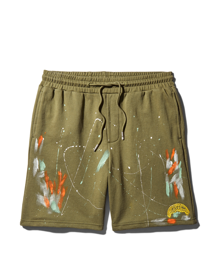 SPRAYGROUND® APPAREL PAINT SPLAT KNIT SHORTS (GREEN)